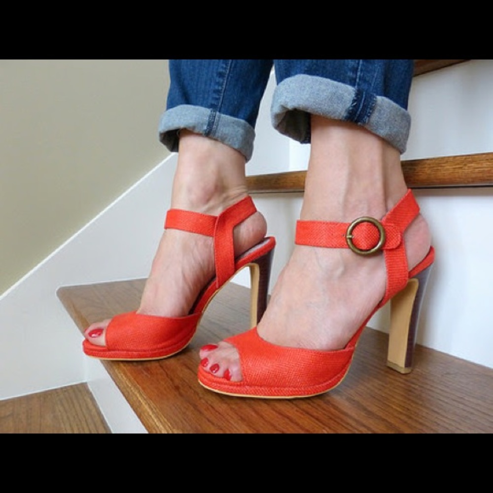 Anthropologie Fela Heels Farylrobin Sandals Coral